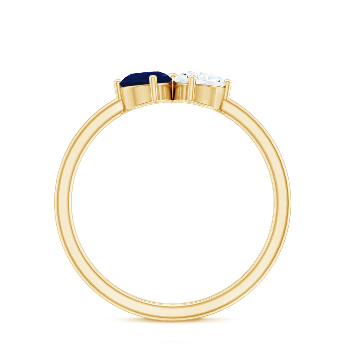 Blue Sapphire Ring, Diamond Toi Et Moi Engagement Ring