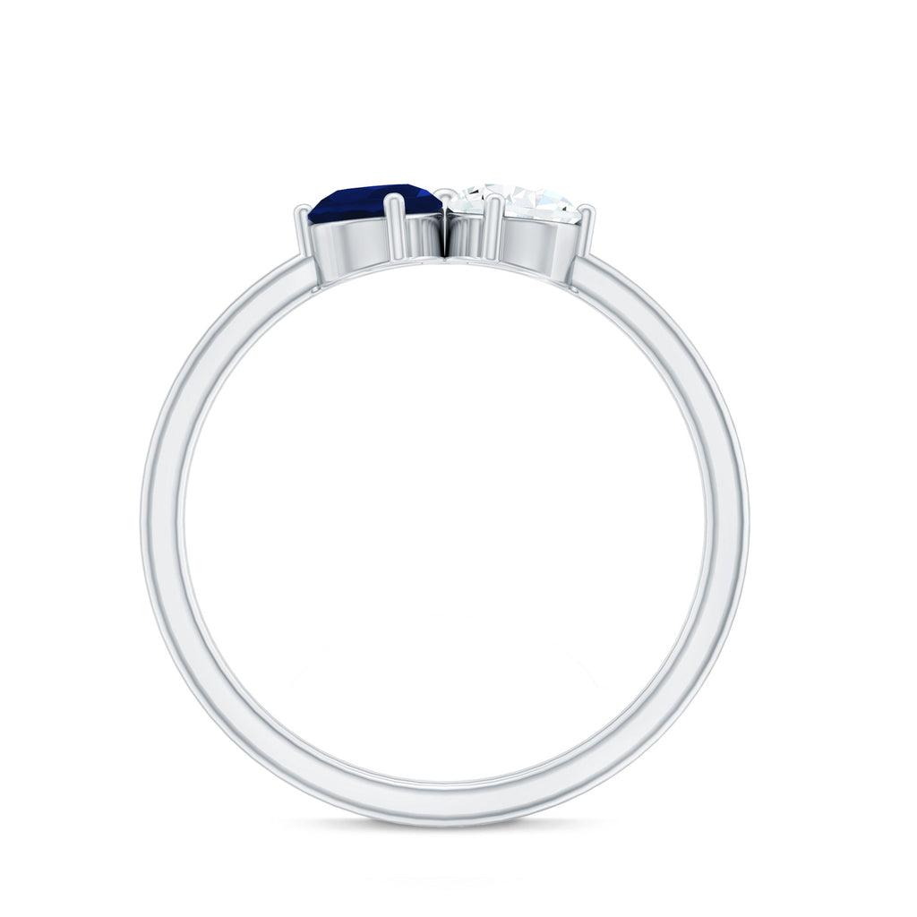 Blue Sapphire Ring, Diamond Toi Et Moi Engagement Ring