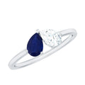 Blue Sapphire Ring, Diamond Toi Et Moi Engagement Ring