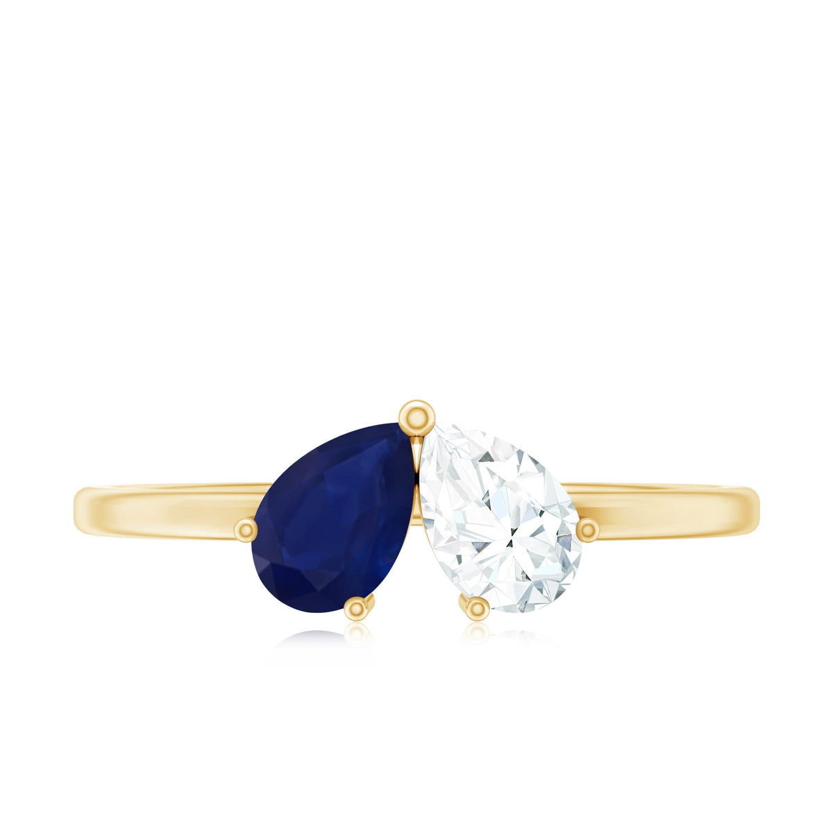 Blue Sapphire Ring, Diamond Toi Et Moi Engagement Ring