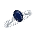 Blue Sapphire Solitaire Ring, Oval, Diamond Accents, 1.06 Ct