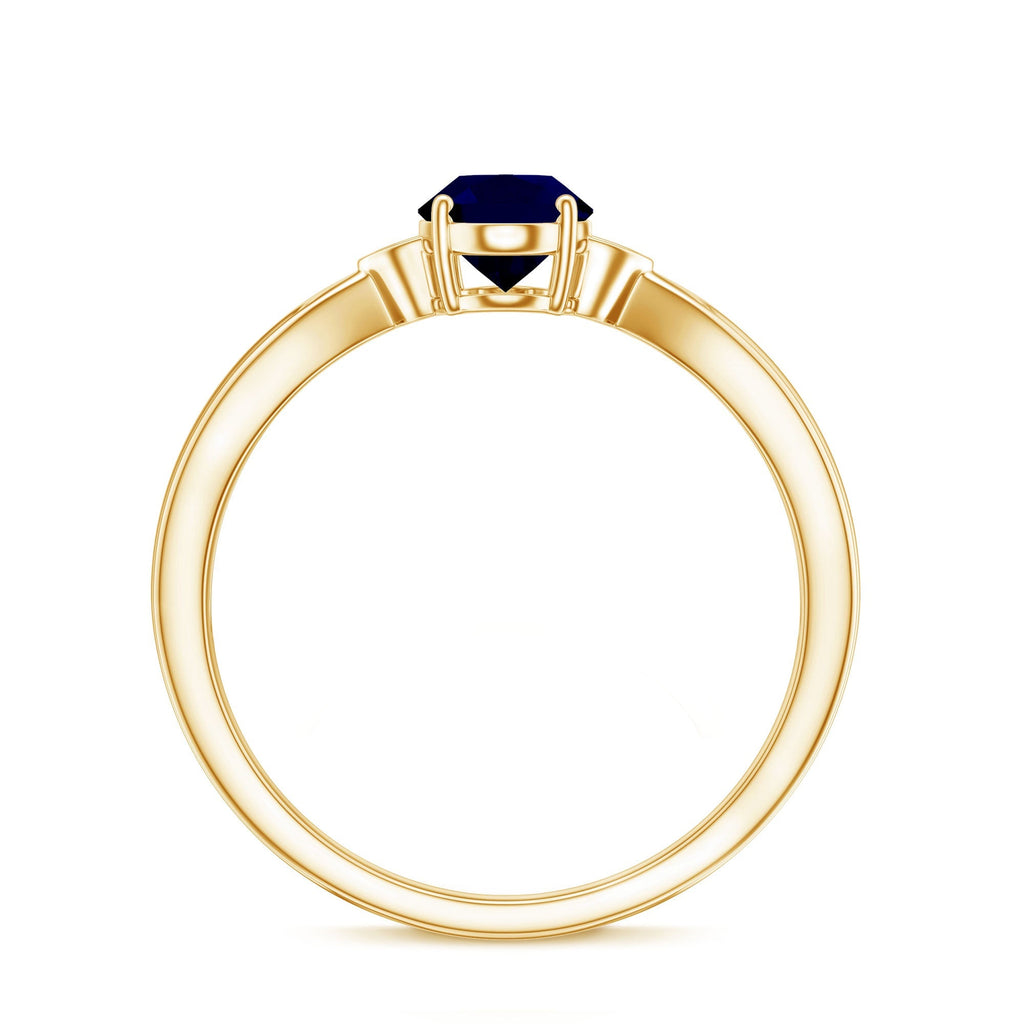 Blue Sapphire Solitaire Ring, Oval, Diamond Accents, 1.06 Ct