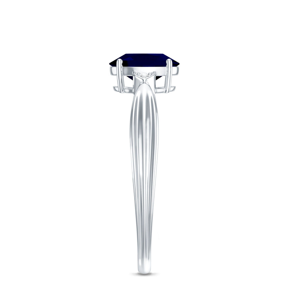 Blue Sapphire Solitaire Ring, Oval, Diamond Accents, 1.06 Ct