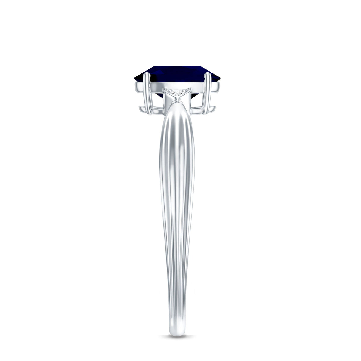Blue Sapphire Solitaire Ring, Oval, Diamond Accents, 1.06 Ct