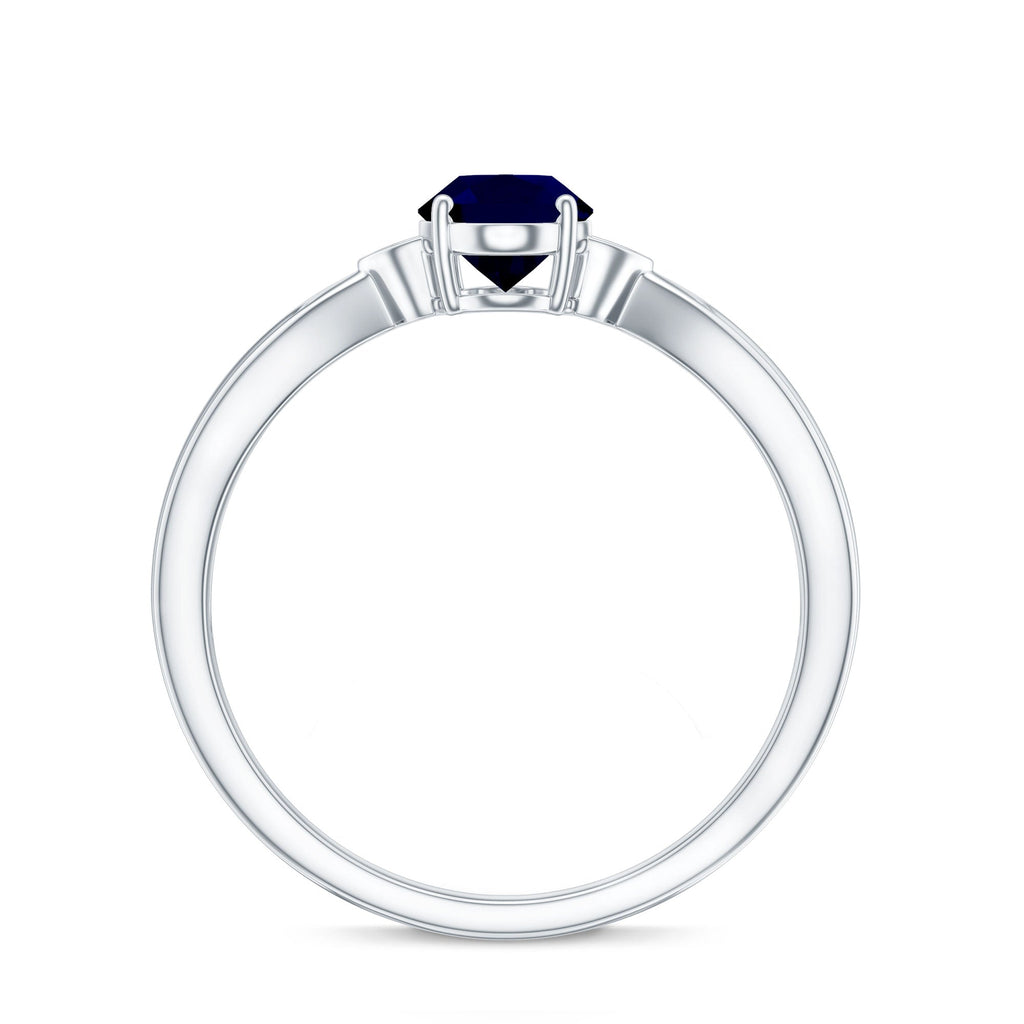 Blue Sapphire Solitaire Ring, Oval, Diamond Accents, 1.06 Ct