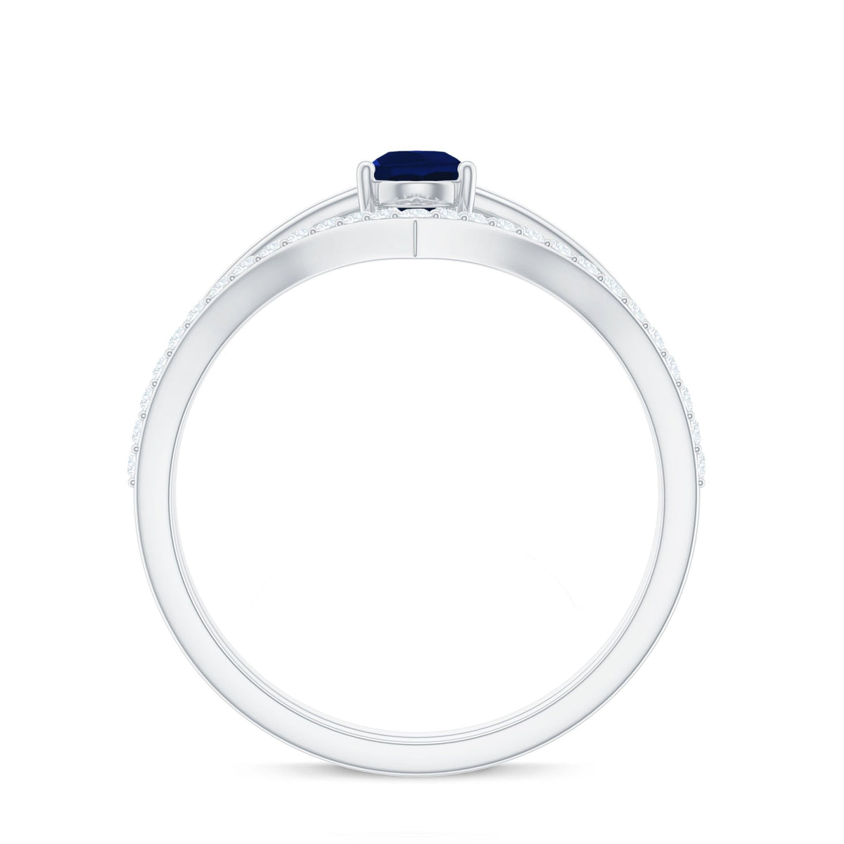 Blue Sapphire Solitaire Ring Set With Diamond Enhancer Band