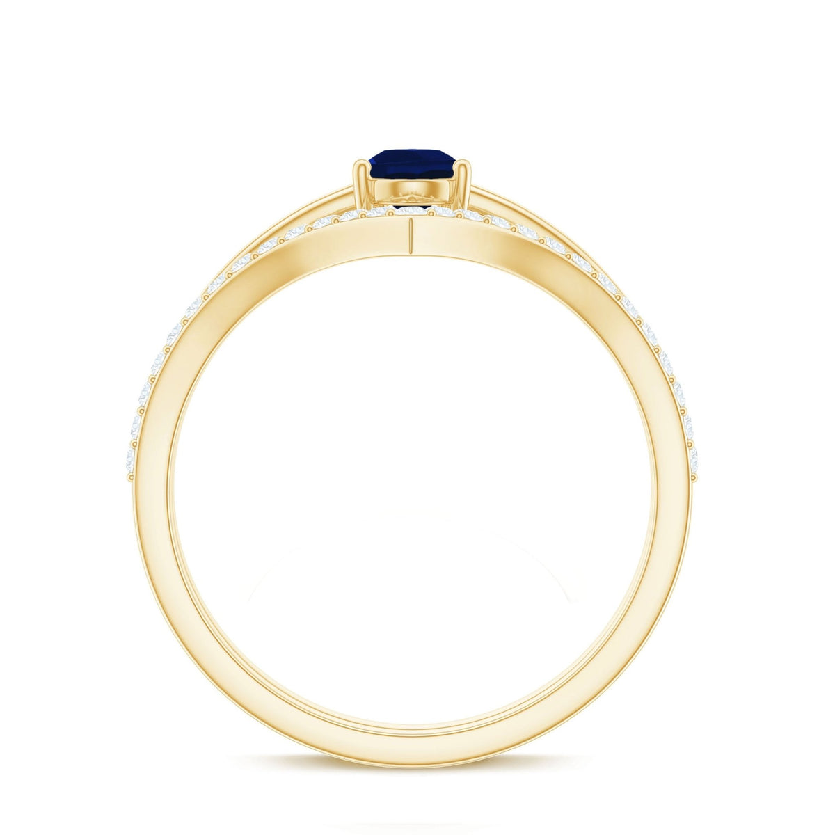 Blue Sapphire Solitaire Ring Set With Diamond Enhancer Band