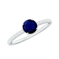 Blue Sapphire Solitaire Ring With Diamond Side Stones, 0.95 Carat