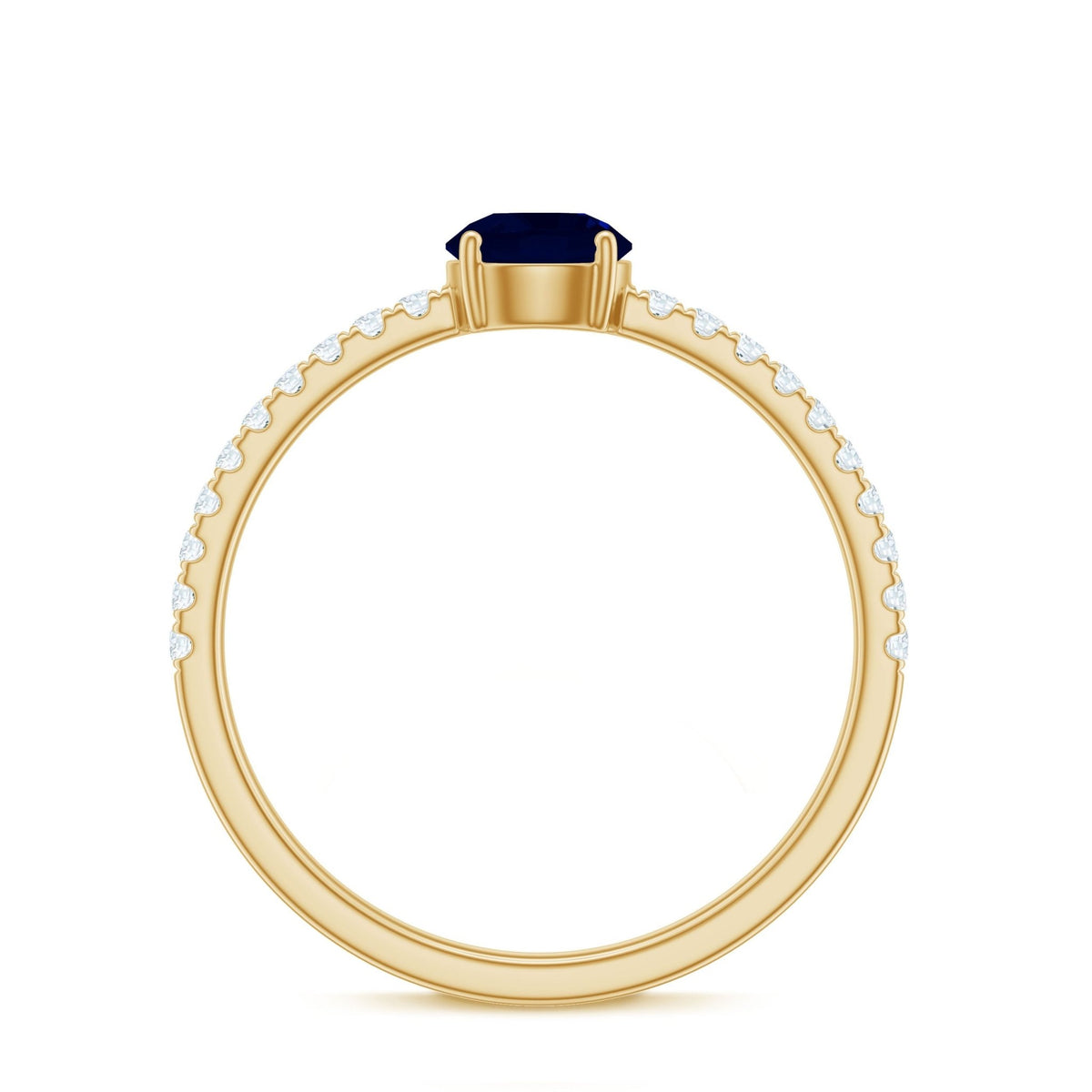 Blue Sapphire Solitaire Ring With Diamond Side Stones, 0.95 Carat
