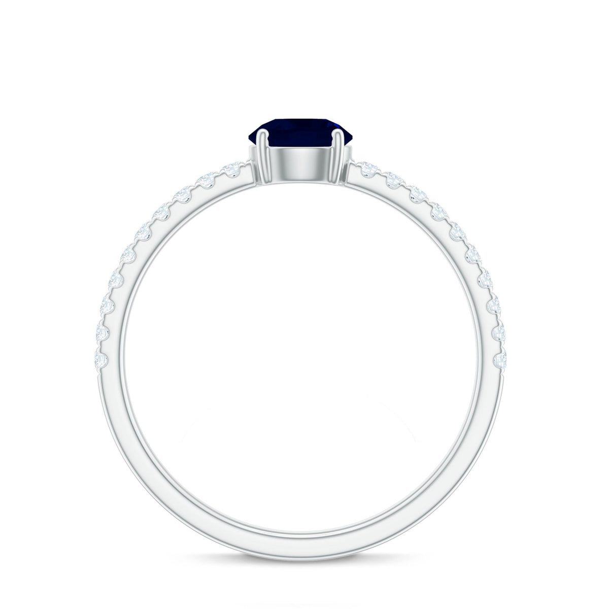 Blue Sapphire Solitaire Ring With Diamond Side Stones, 0.95 Carat