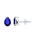 Blue Sapphire Stud Earrings – Pear Cut Solitaire in 3-Prong Setting, 3.2 Ct Gemstone