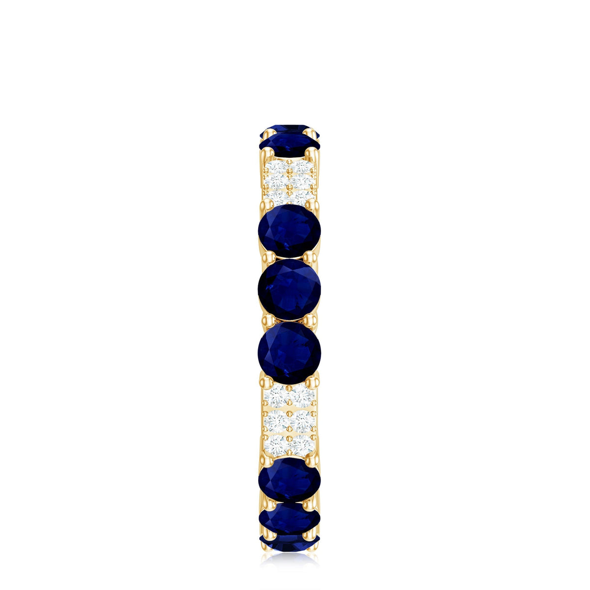 Blue Sapphire Wedding Band Diamond Eternity Ring Prong Setting