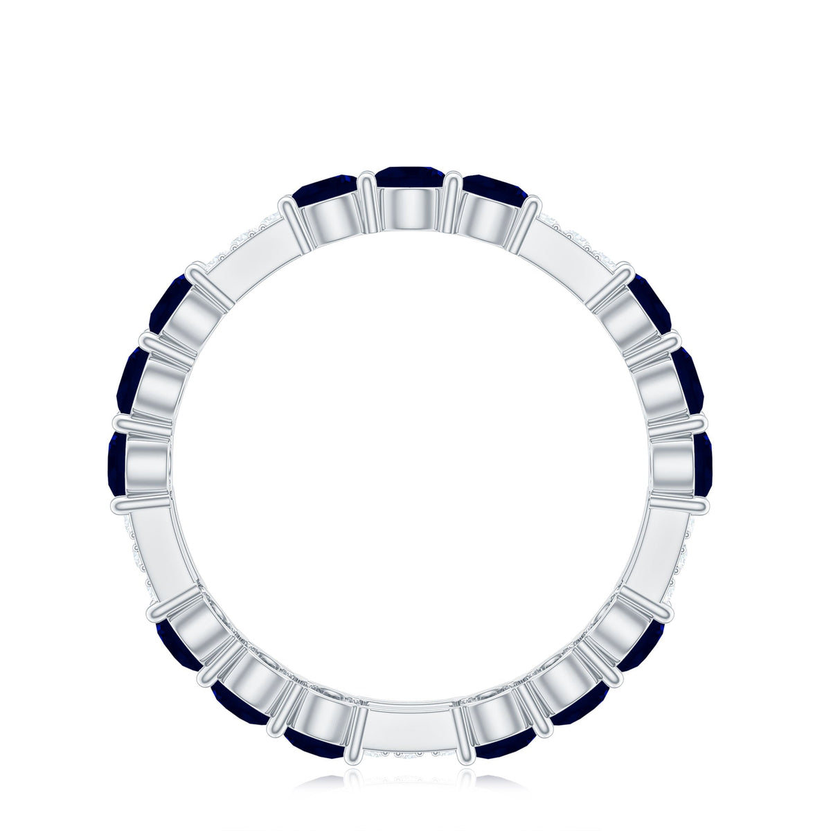 Blue Sapphire Wedding Band Diamond Eternity Ring Prong Setting