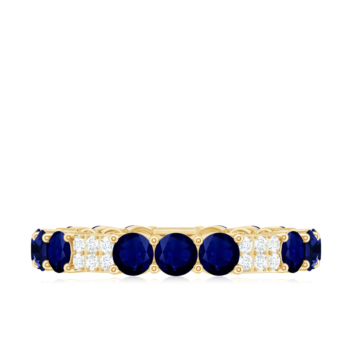 Blue Sapphire Wedding Band Diamond Eternity Ring Prong Setting