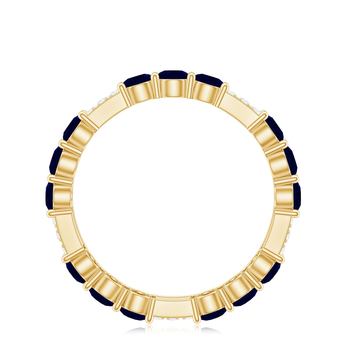 Blue Sapphire Wedding Band Diamond Eternity Ring Prong Setting