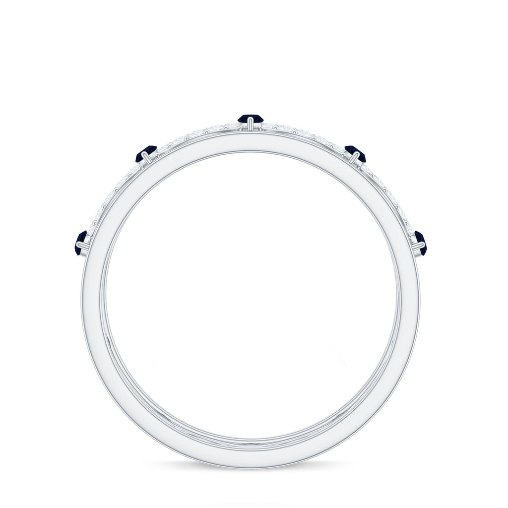 Blue Sapphire Wedding Band Infinity Diamond Ring For Women