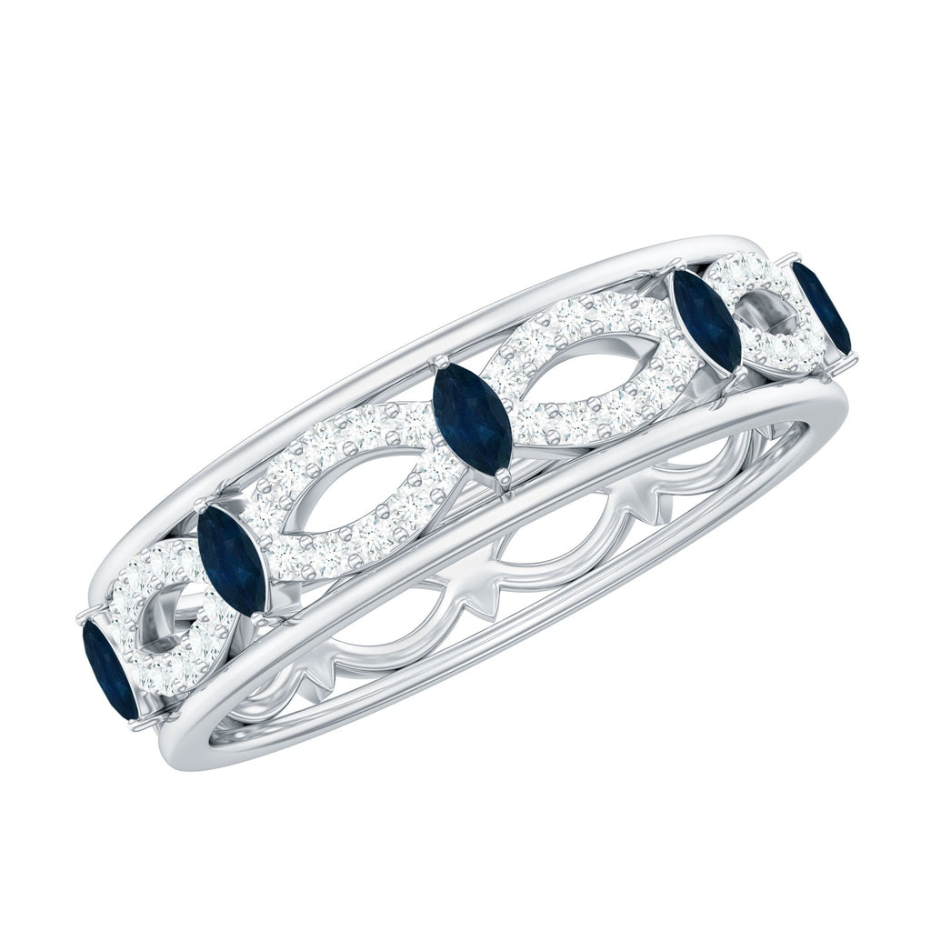 Blue Sapphire Wedding Band Infinity Diamond Ring For Women