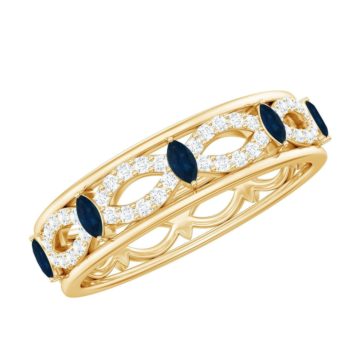 Blue Sapphire Wedding Band Infinity Diamond Ring For Women