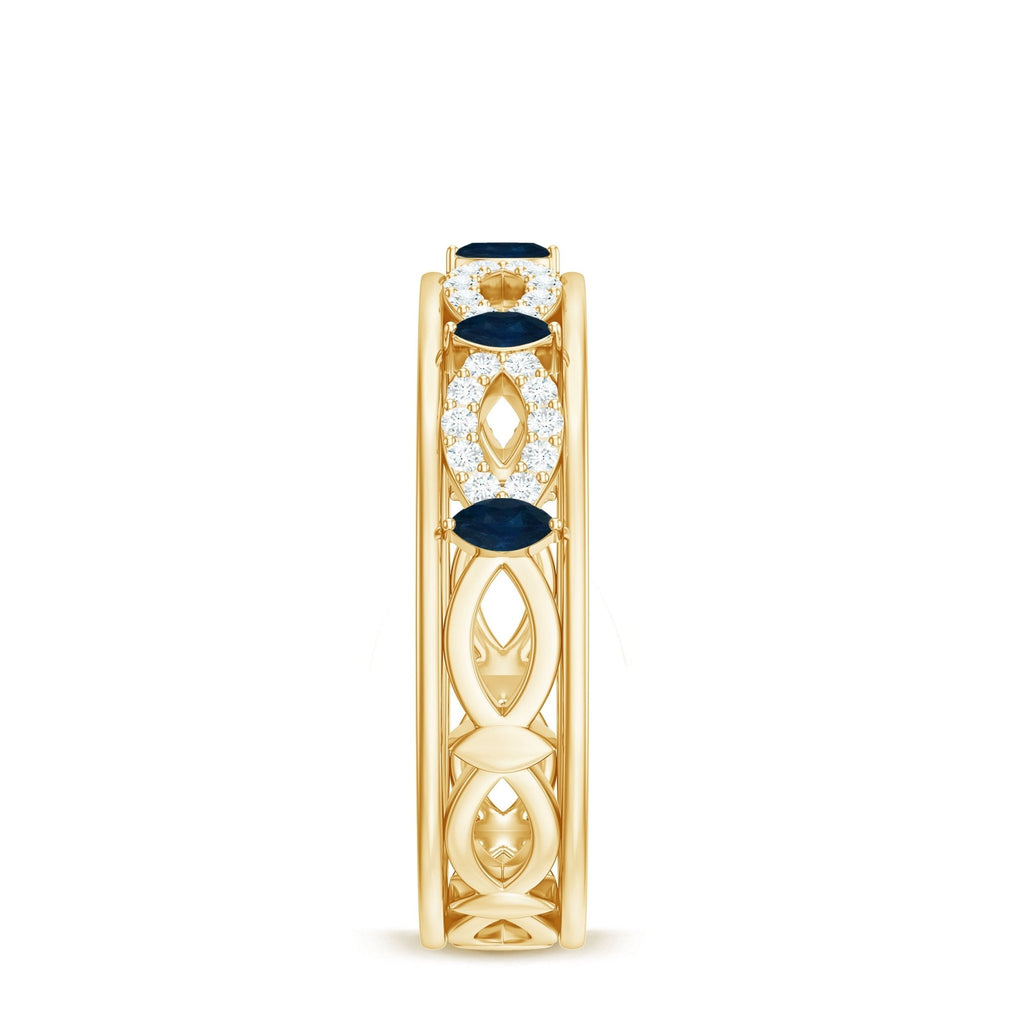 Blue Sapphire Wedding Band Infinity Diamond Ring For Women