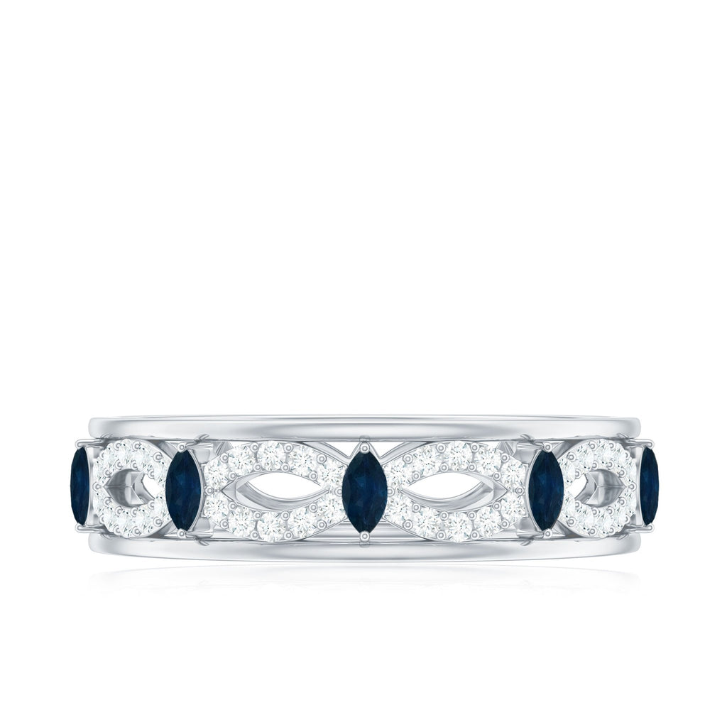 Blue Sapphire Wedding Band Infinity Diamond Ring For Women