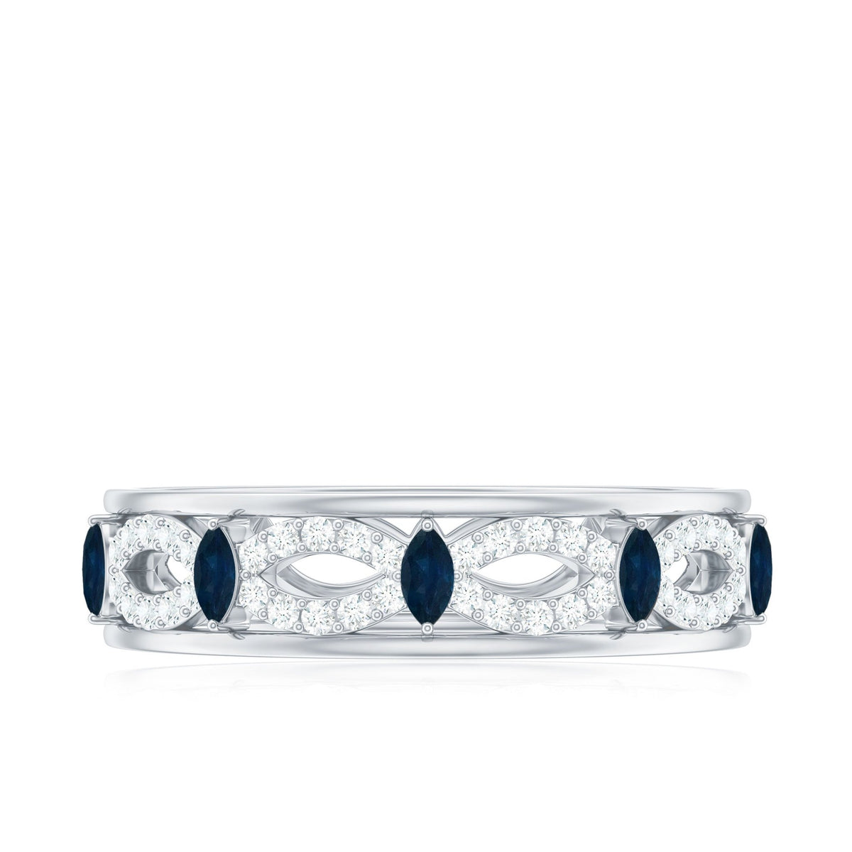 Blue Sapphire Wedding Band Infinity Diamond Ring For Women