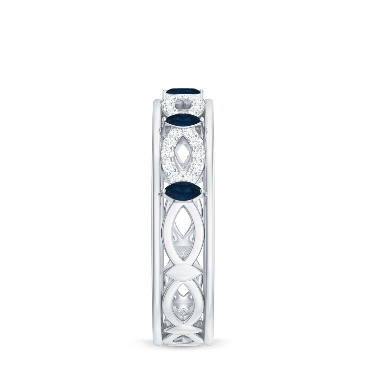 Blue Sapphire Wedding Band Infinity Diamond Ring For Women