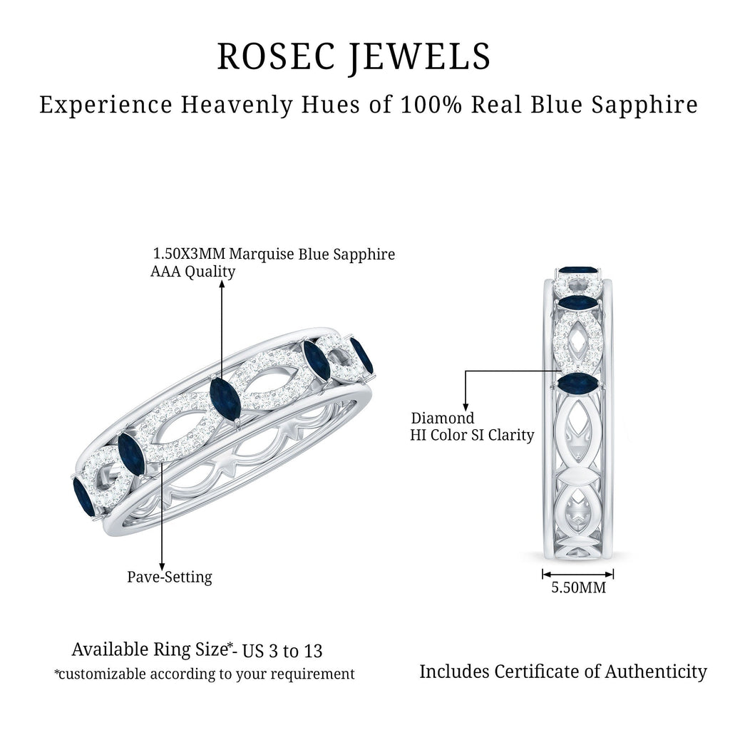 Blue Sapphire Wedding Band Infinity Diamond Ring For Women
