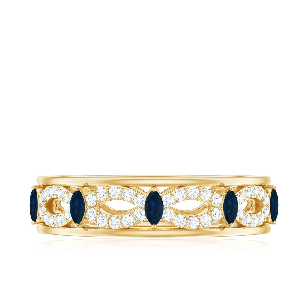 Blue Sapphire Wedding Band Infinity Diamond Ring For Women