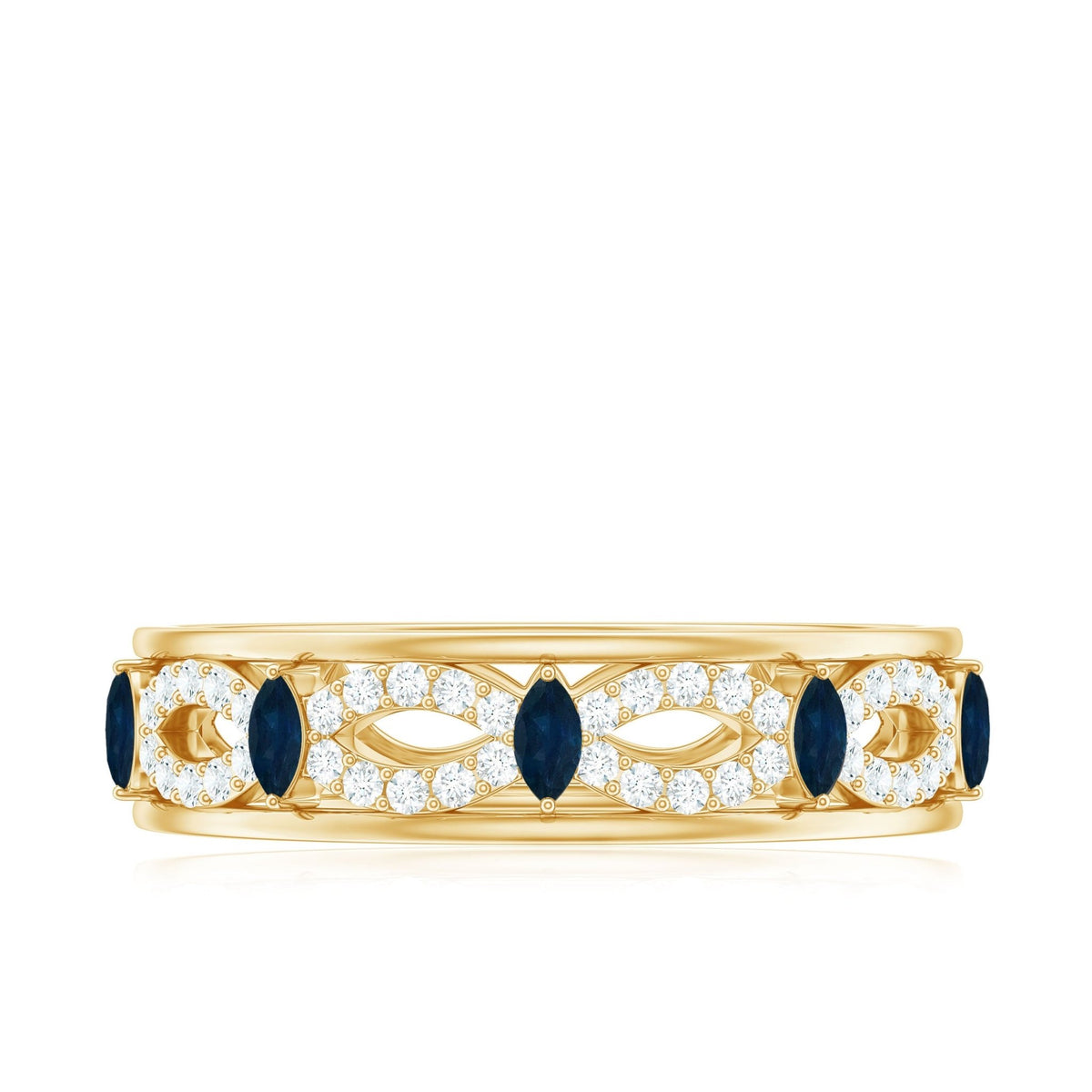 Blue Sapphire Wedding Band Infinity Diamond Ring For Women