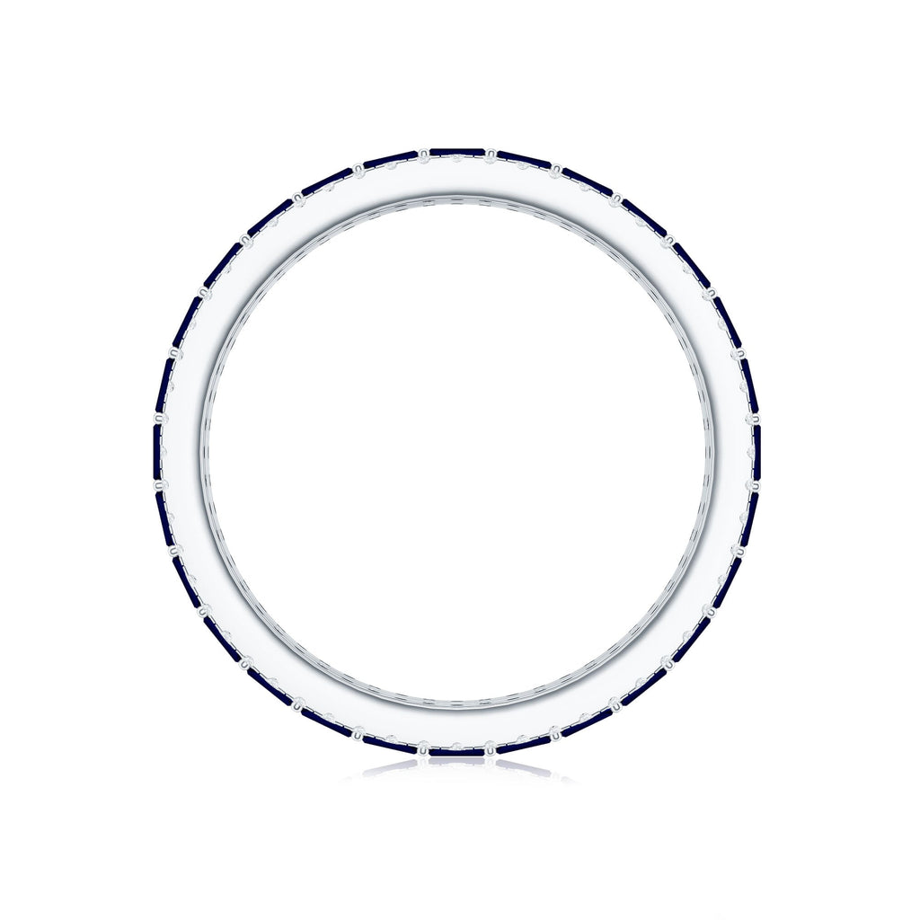 Blue Sapphire Wedding Band Lab Grown Moissanite Eternity Ring