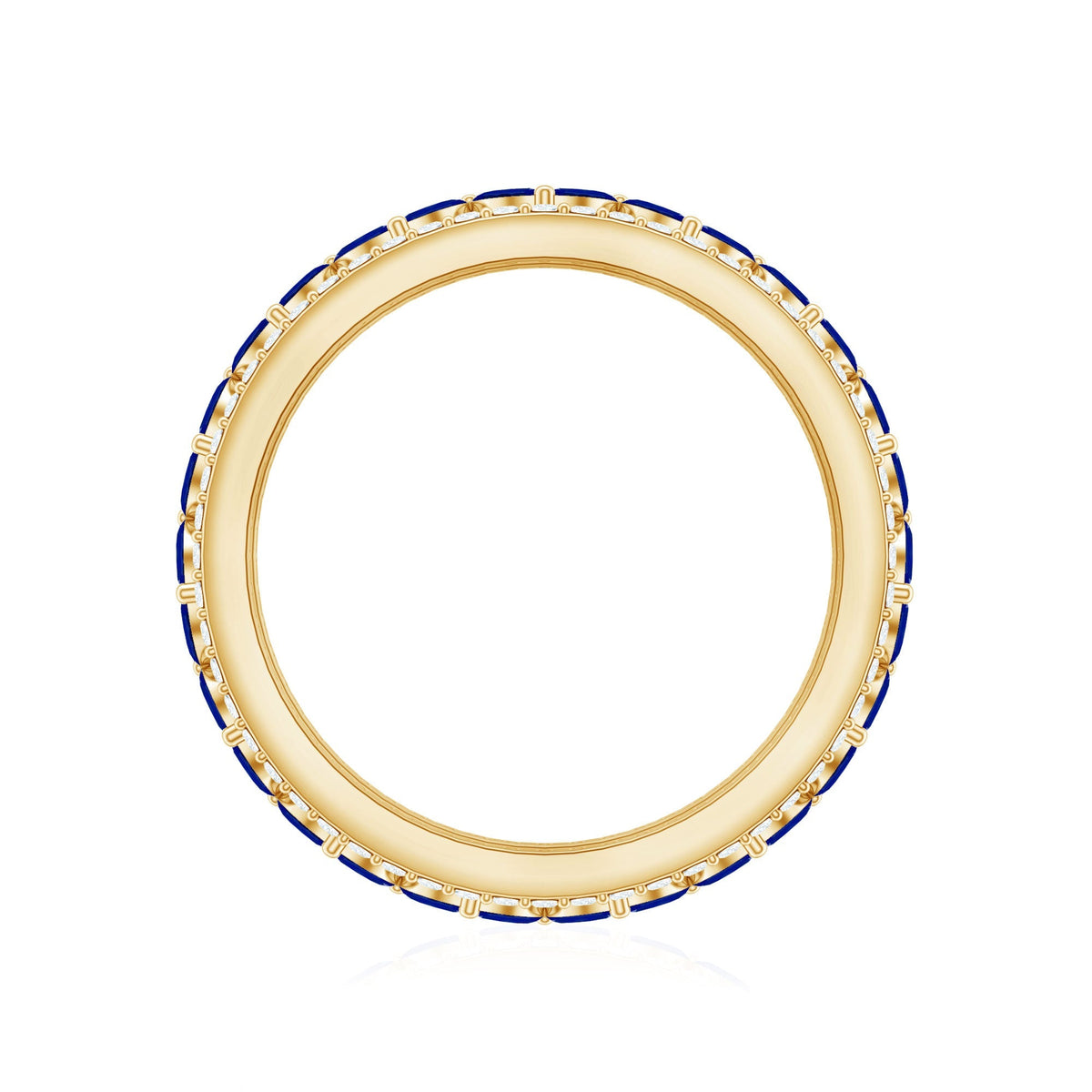 Blue Sapphire Wedding Band, Marquise Lab Created Diamond Ring