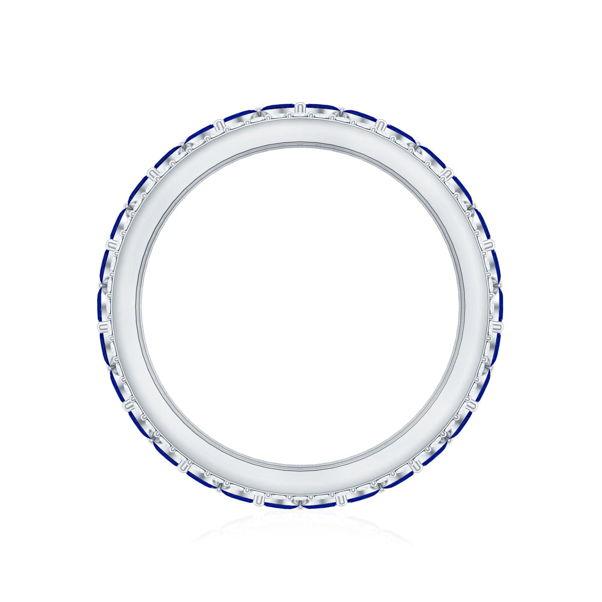 Blue Sapphire Wedding Band, Marquise Lab Created Diamond Ring