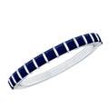 Blue Sapphire Wedding Band Princess Cut Half Eternity Ring