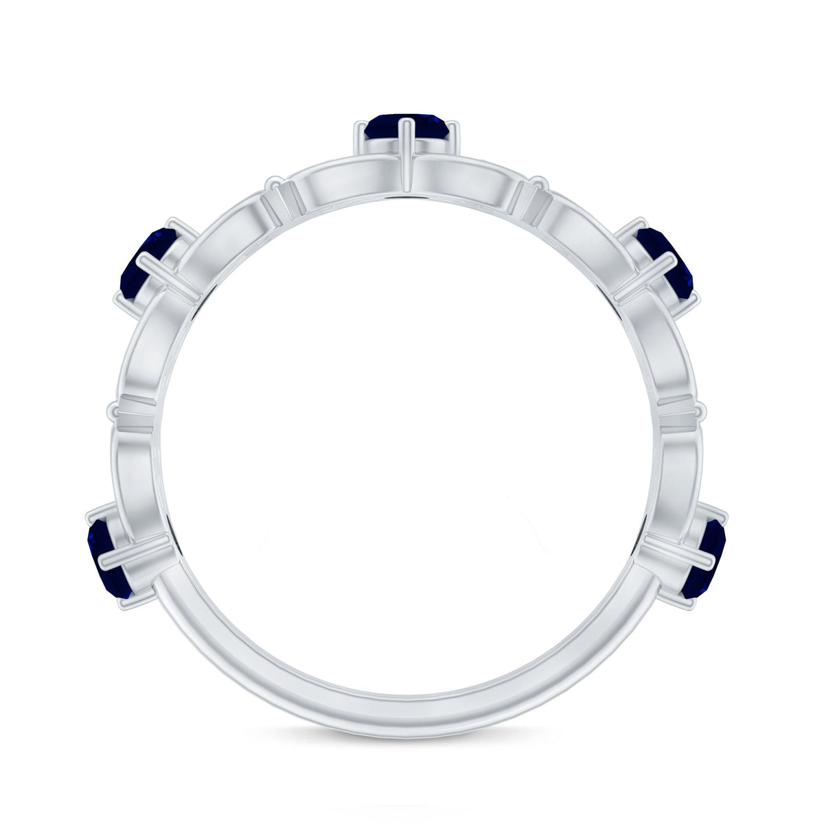 Blue Sapphire Wedding Band Vintage Half Eternity Diamond Ring