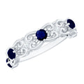 Blue Sapphire Wedding Band Vintage Half Eternity Diamond Ring