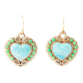 Legacy Heart Lime Green and Blue Turquoise Golden Drop Earrings