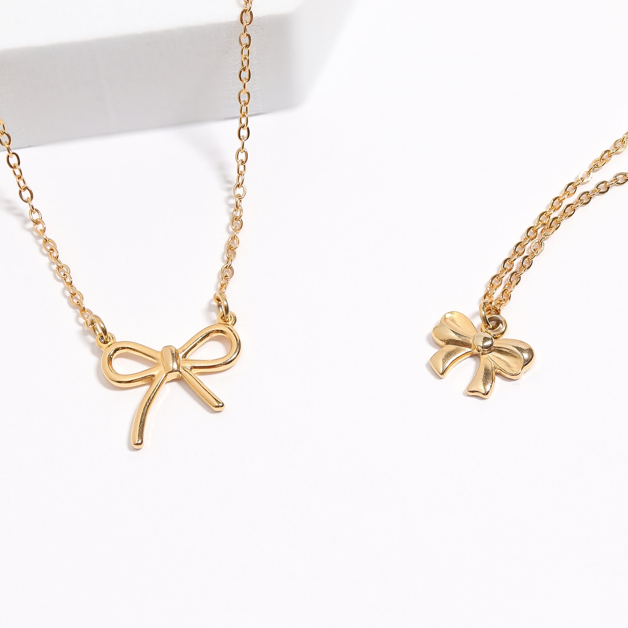 Gold Bow Connector Charm – 18K Gold Plated Stainless Steel Pendant Connector