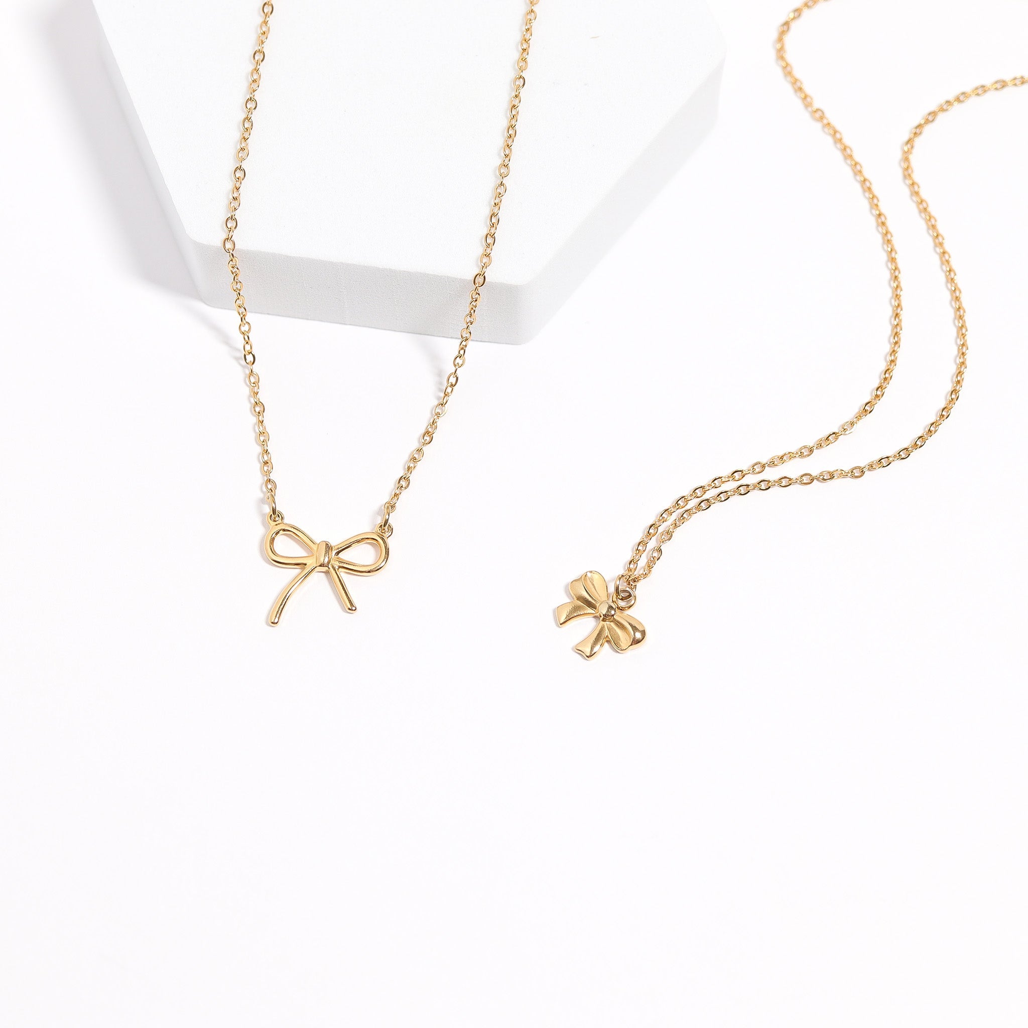 Gold Bow Connector Charm – 18K Gold Plated Stainless Steel Pendant Connector