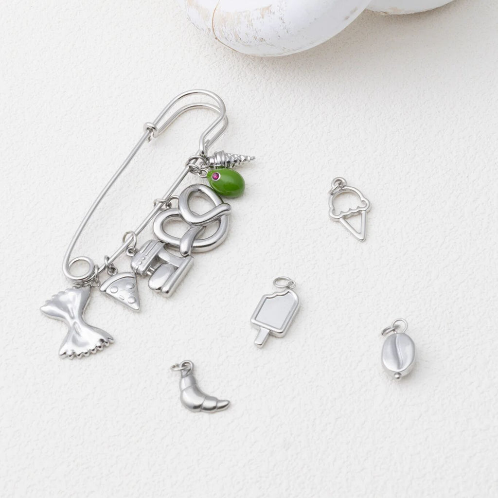 18K Gold PVD Stainless Steel Bowtie Pasta Charm - stainless food collection shot  
