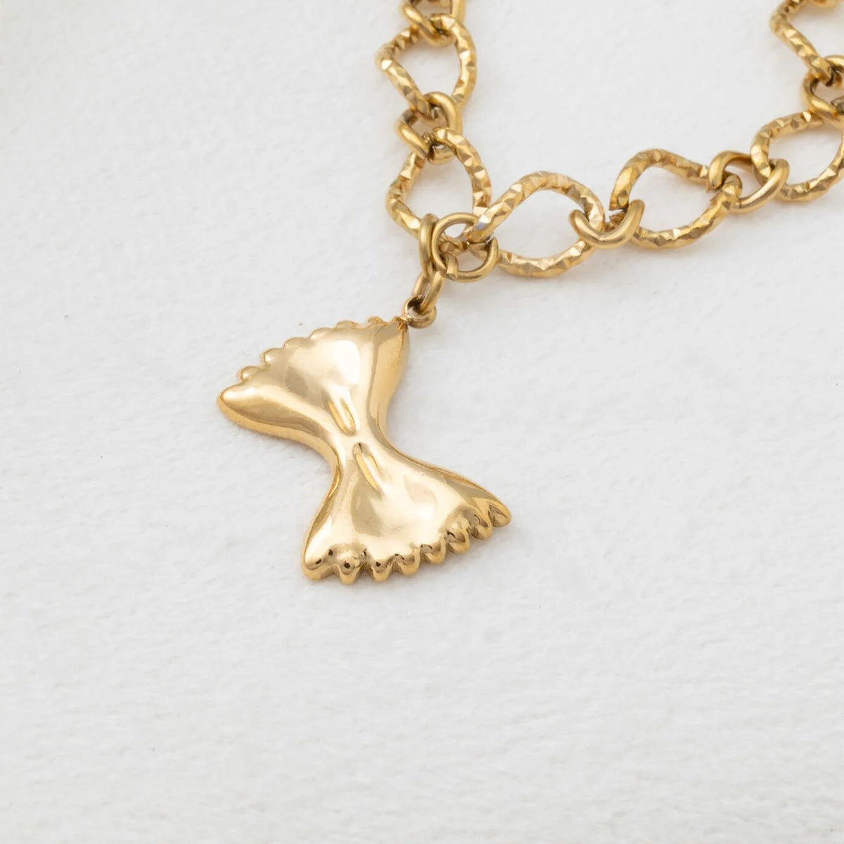 18K Gold PVD Stainless Steel Bowtie Pasta Charm - gold studio 