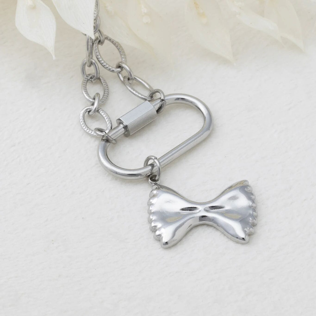 18K Gold PVD Stainless Steel Bowtie Pasta Charm - stainless studio 