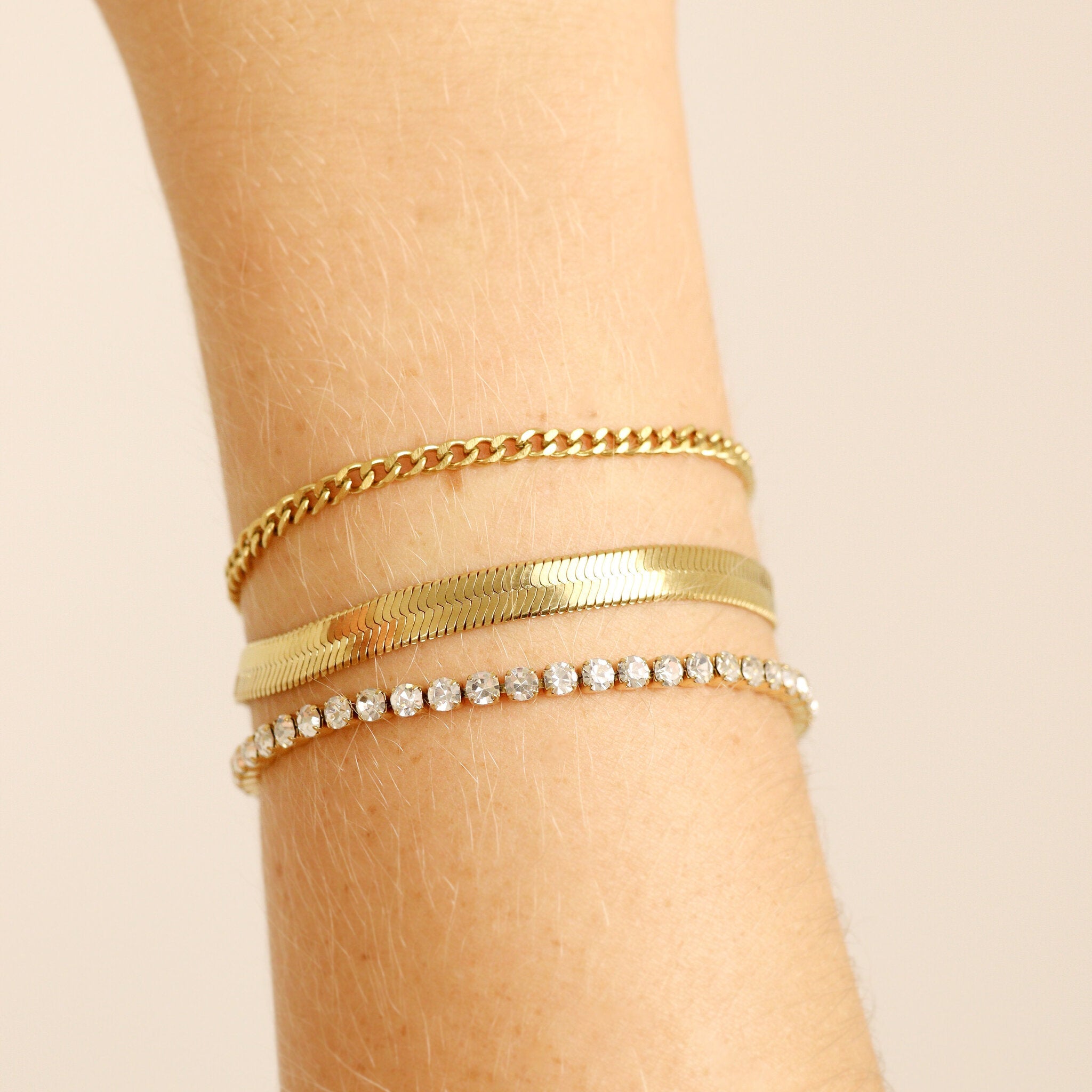 Gold Herringbone Bracelet – 18K Gold Chain With Durable Stainless Steel Lobster Clasp