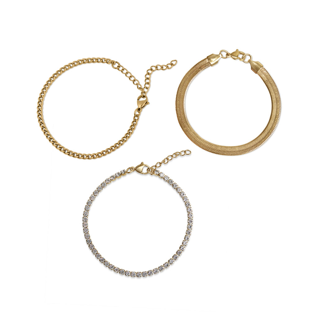 Gold Layered Bracelet Set – 25 Pc 18K Gold Stainless Steel Bracelets