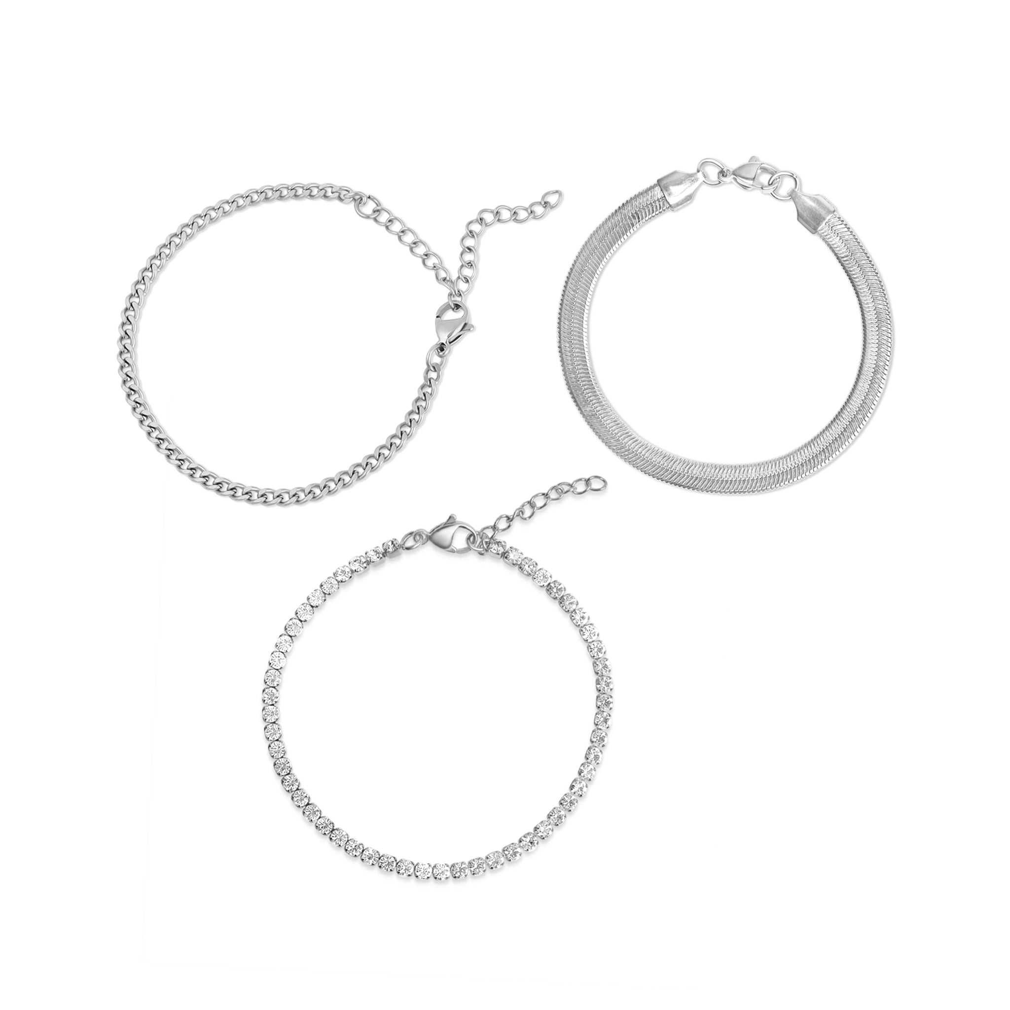 Women's Layered Bracelet Set – Stainless Steel Bracelets | Hypoallergenic Jewelry Bundle