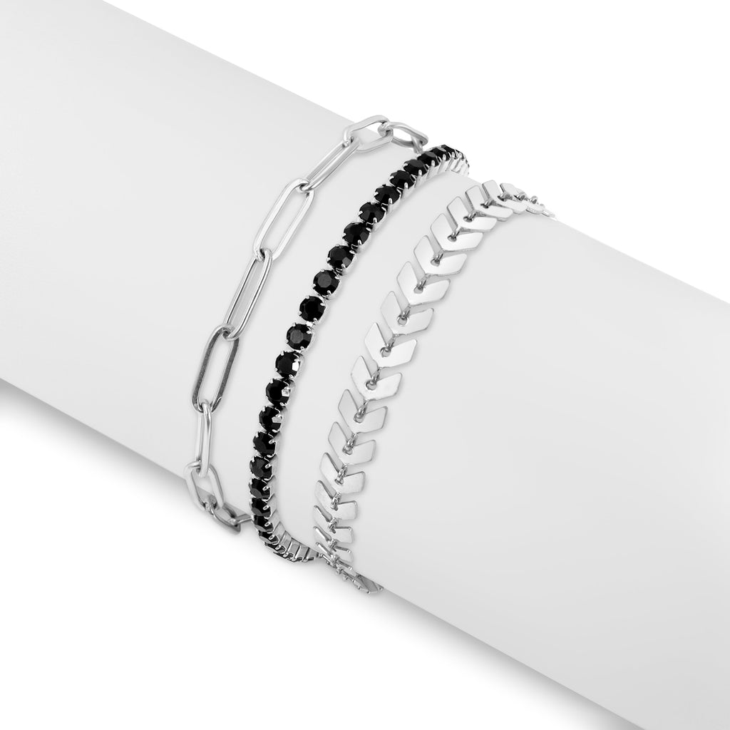 Stainless Steel Bracelet Set – Women's Layered Bracelets Bundle | Assorted Sizes