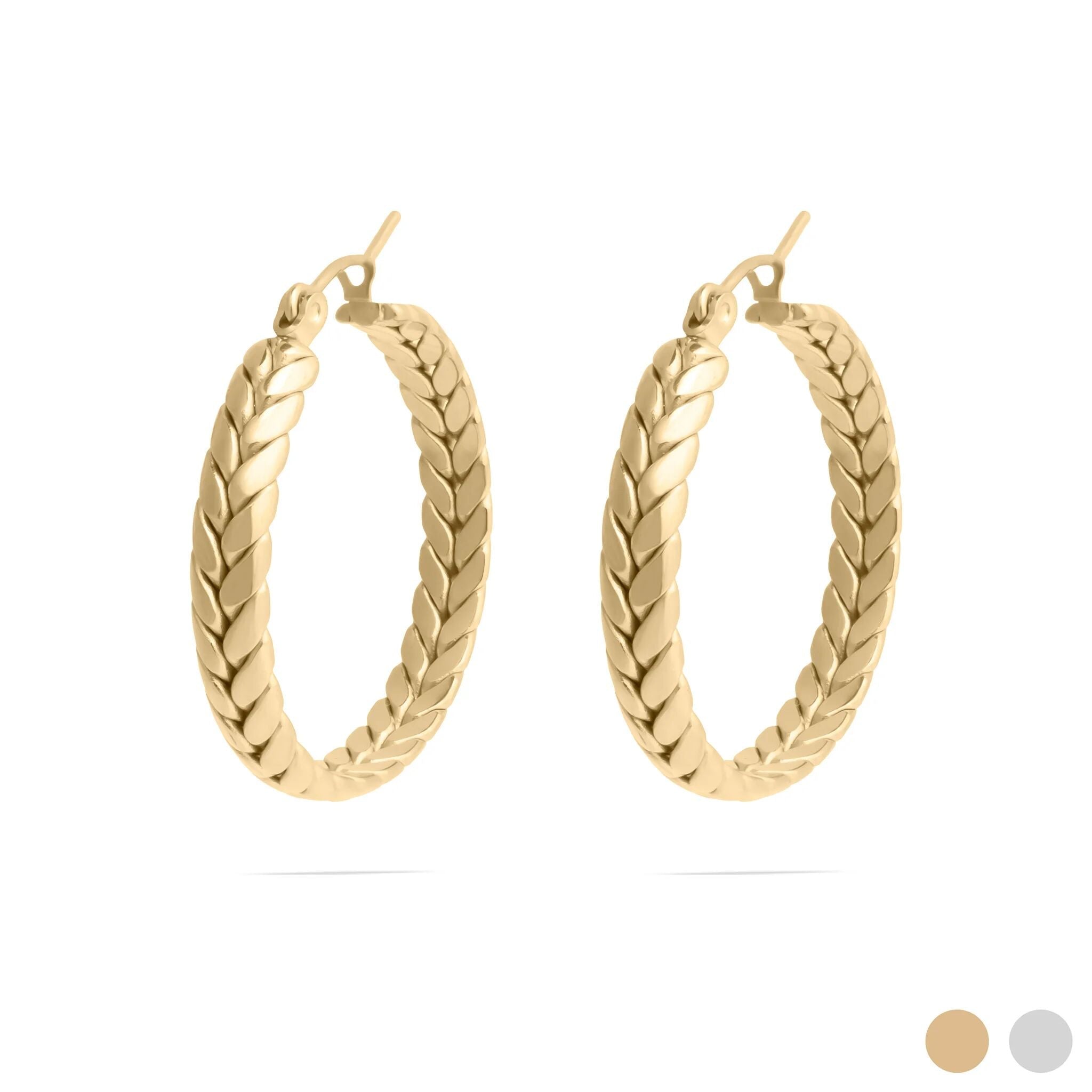 Braided Hoop Earrings – 18K Gold Textured Hoops | Hypoallergenic Stainless Steel - Earrings | Sunflower Soul Boutique