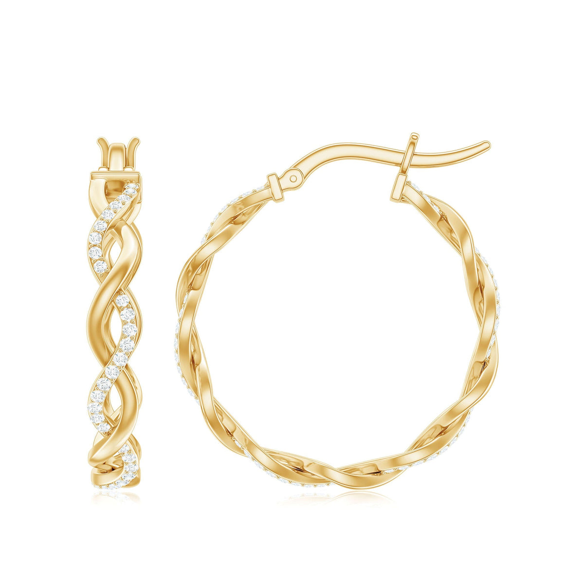 Braided Hoop Earrings with Certified Moissanite