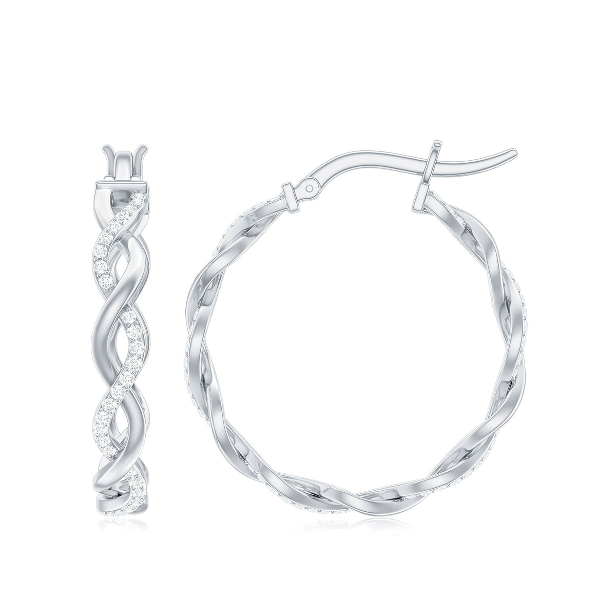 Braided Hoop Earrings with Certified Moissanite