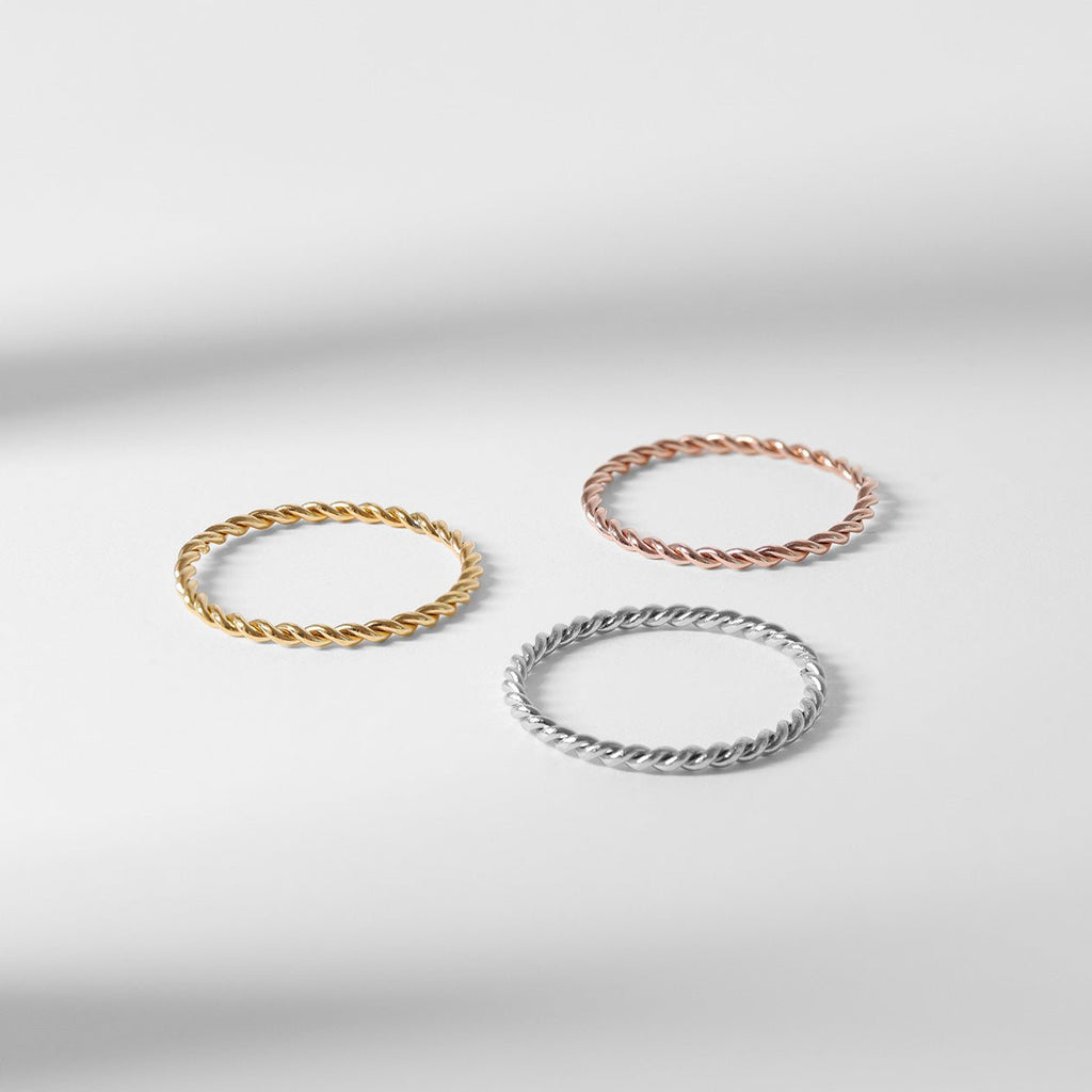 Braided Spacer Ring – Durable 316L Surgical Steel Gold Plated Band for Everyday Wear - Ring | Sunflower Soul Boutique