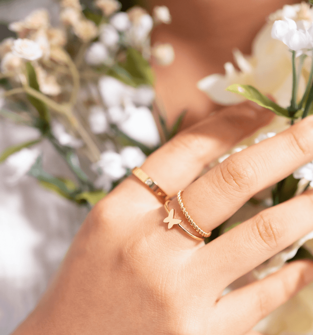 Braided Spacer Ring – Durable 316L Surgical Steel Gold Plated Band for Everyday Wear - Ring | Sunflower Soul Boutique